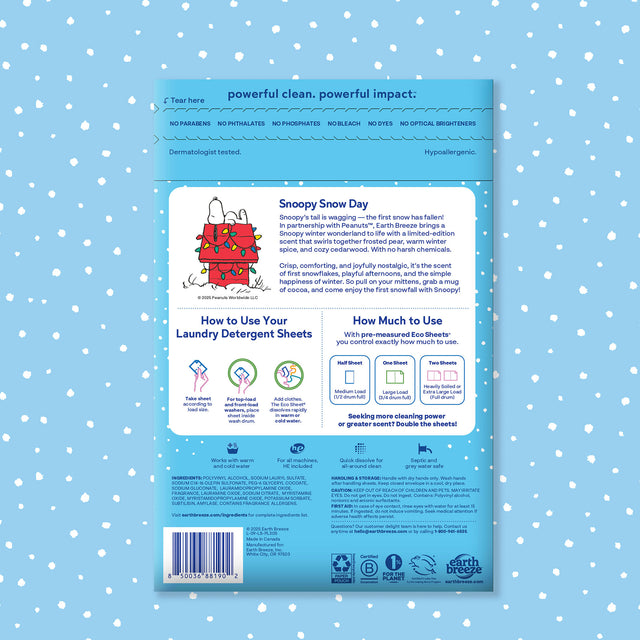 Snoopy Snow Day Laundry Detergent Sheets