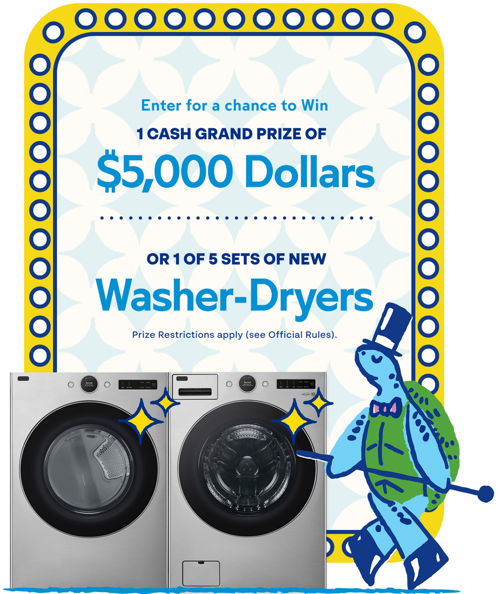 win 1 cash grand price of $5000 dollars or 1 of 5 sets of Washer Dryers